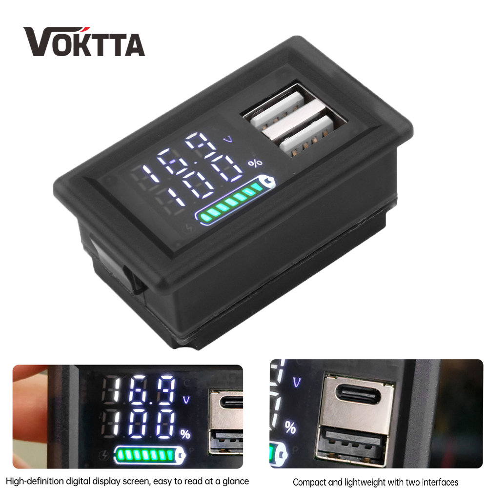 Usb Ammeter Tester - USB+Type-C/Dual USB 9V 12V 24V Battery