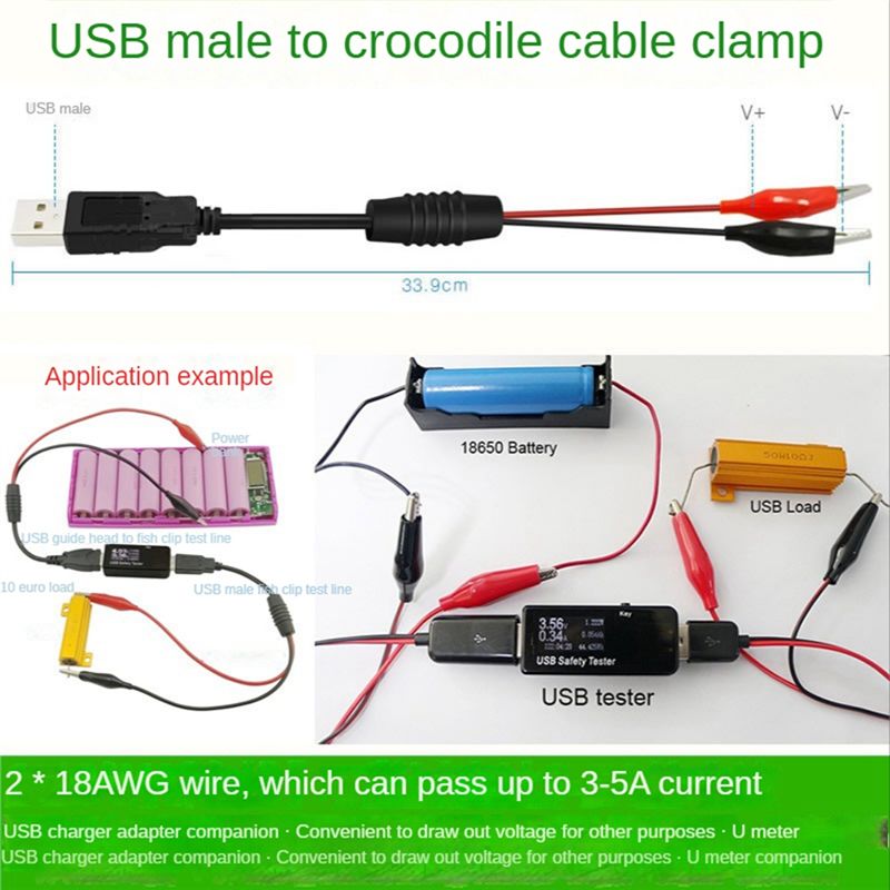 A01E-2Pcs USB Alligator Clips  - đánh giá và giá Usb Ammeter Tester