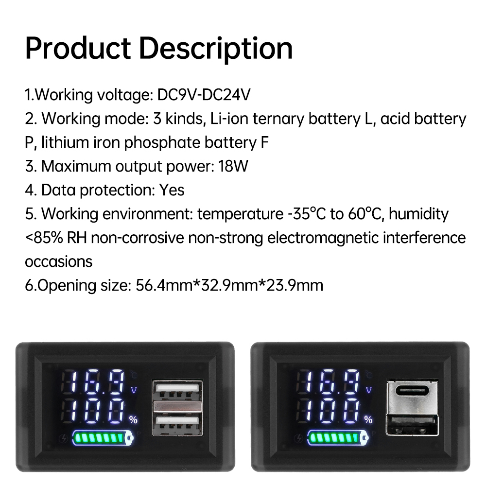 USB+Type-C/Dual USB 9V 12V 24V - đánh giá và giá Usb Ammeter Tester